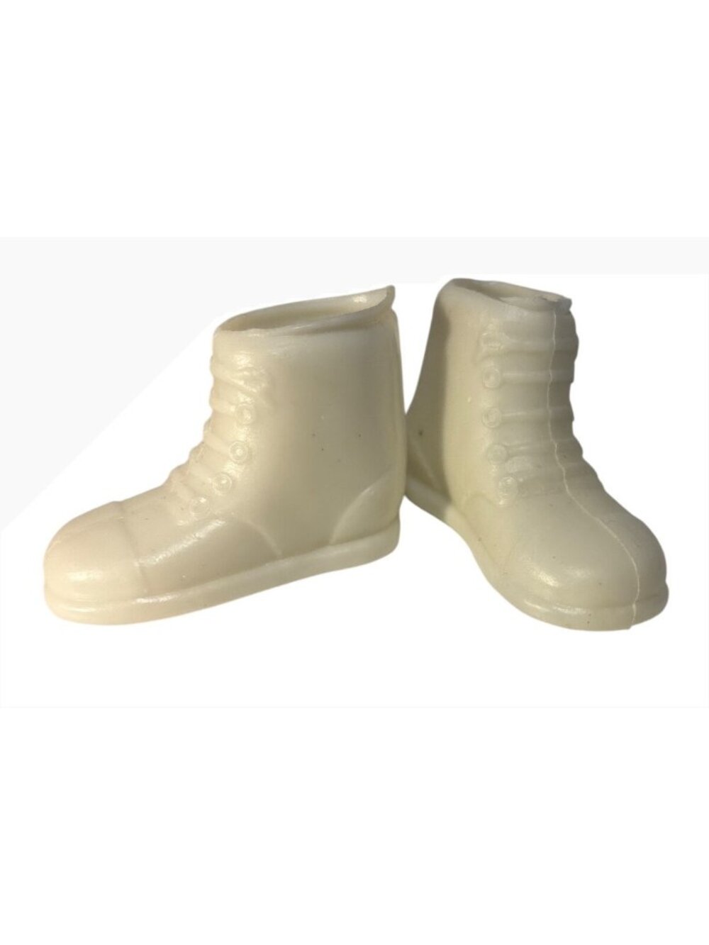 Miniature White Doll Boots Vintage Plastic Boot Pair 2 x 1.25' GI Joe?
